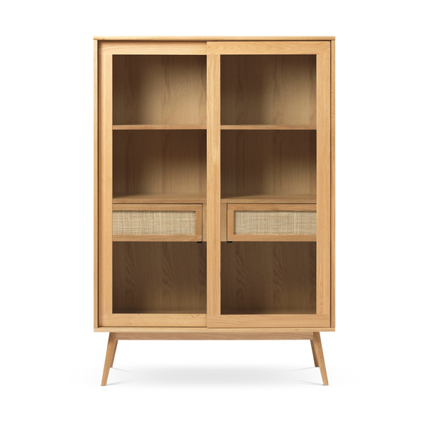 vtwonen Olivine Boas Houten Vitrinekast met Lade - B 110 cm - Naturel