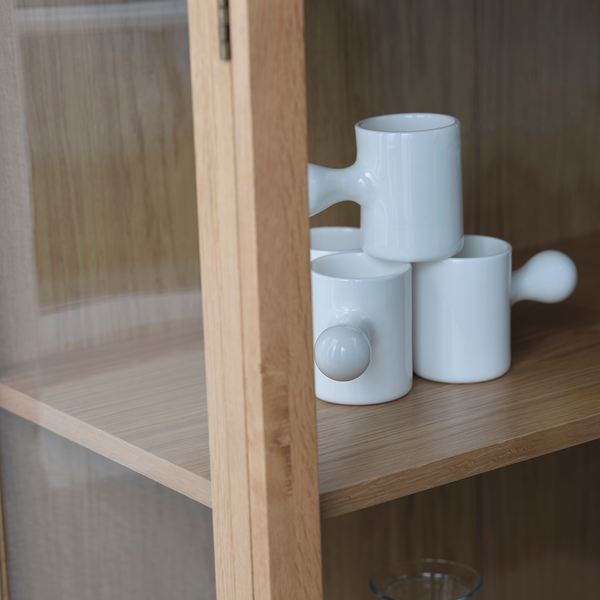 Vtwonen Olivine Boris Eikenhouten Vitrinekast Met Glas - B 100 Cm - Naturel