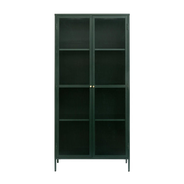 Vtwonen Olivine Katja Hoge Metalen Vitrinekast Met Ribglas - B 90 Cm - Groen