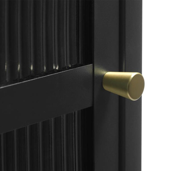 Vtwonen Olivine Katja Smalle Metalen Vitrinekast Met Ribglas - B 58 Cm - Zwart