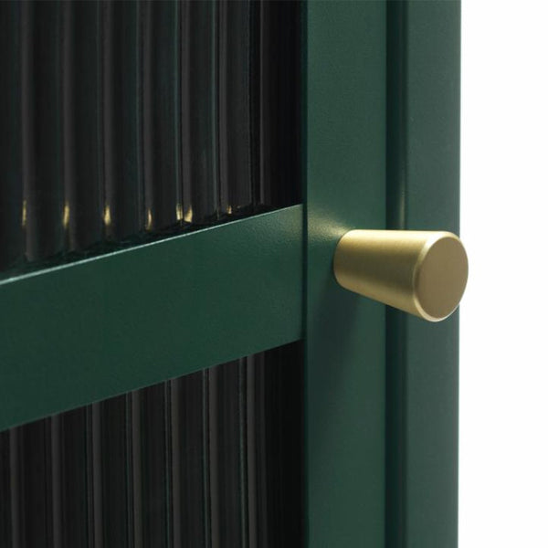 Vtwonen Olivine Katja Smalle Metalen Vitrinekast Met Ribglas - B 58 Cm - Groen