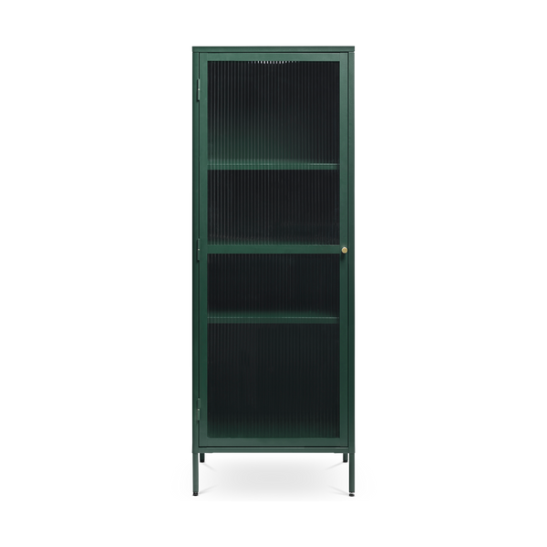 vtwonen Olivine Katja Smalle Metalen Vitrinekast met Ribglas - B 58 cm - Groen