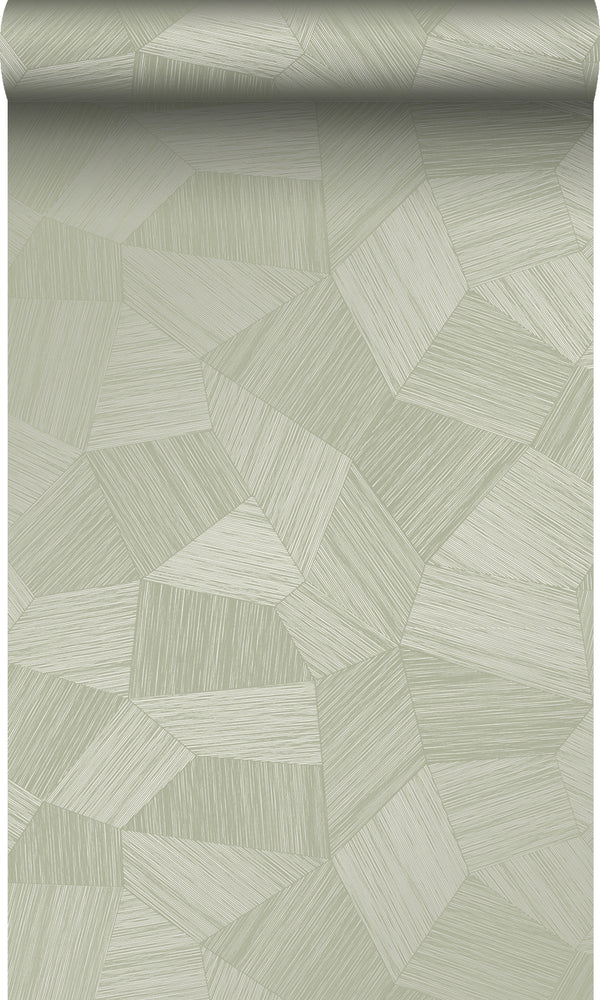 vtwonen Origin Wallcoverings behang grafisch 3D motief licht vergrijsd groen - 0.53 x 10.05 m - 347984