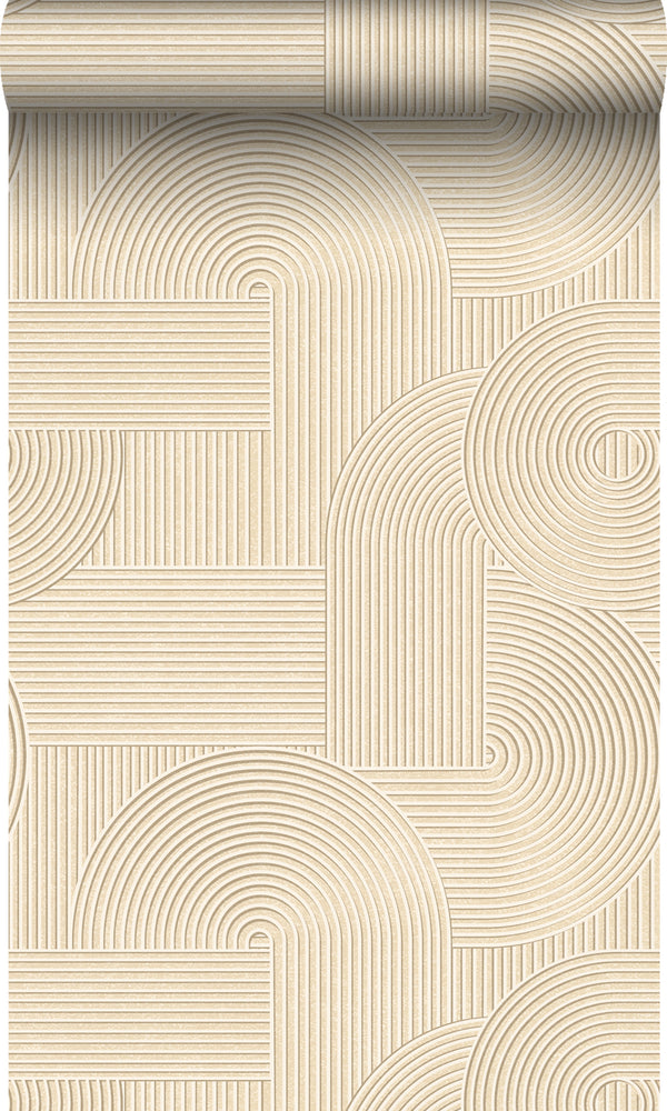 vtwonen Origin Wallcoverings behang grafisch 3D motief zand beige - 0.53 x 10.05 m - 348015