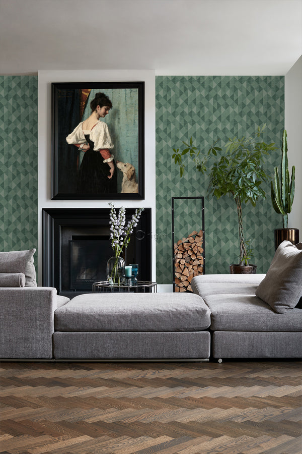 Vtwonen Origin Wallcoverings Behang Grasweefsel In Grafisch 3D Motief Groen - 50 X 900 Cm - 347885