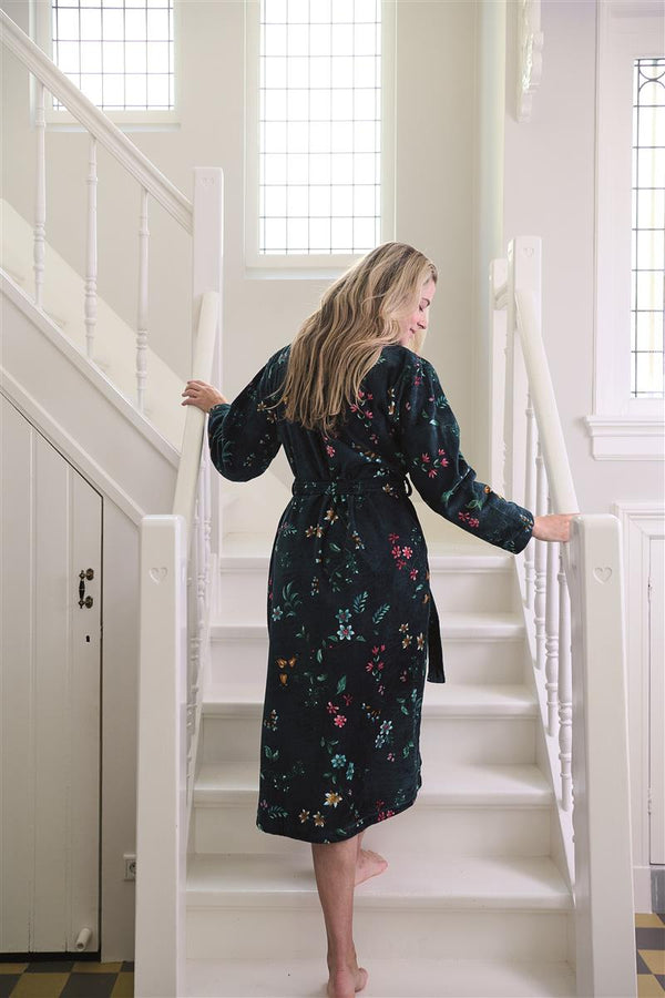 Vtwonen Pip Studio Badjas Les Fleurs - M - Donker Blauw