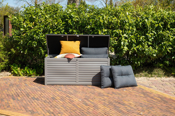 Vtwonen Primo Kussenbox - Kunststof - 490L - 146x61 Cm - Donkergrijs - Zwart