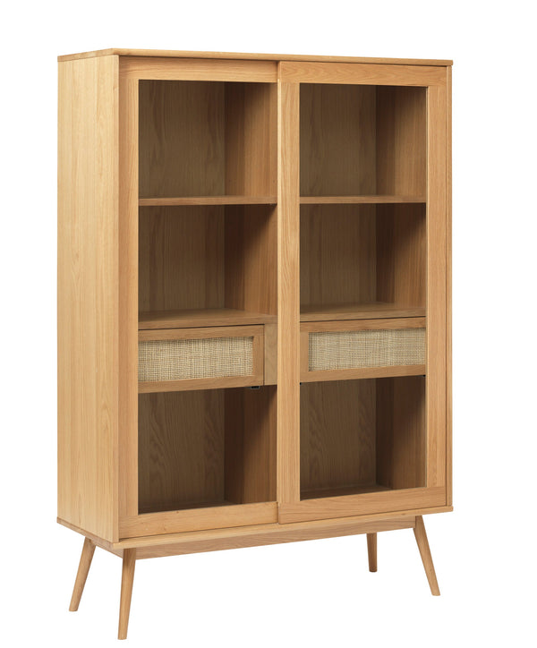 vtwonen Rebellenclub Vitrinekast Yass - Eiken met Rattan