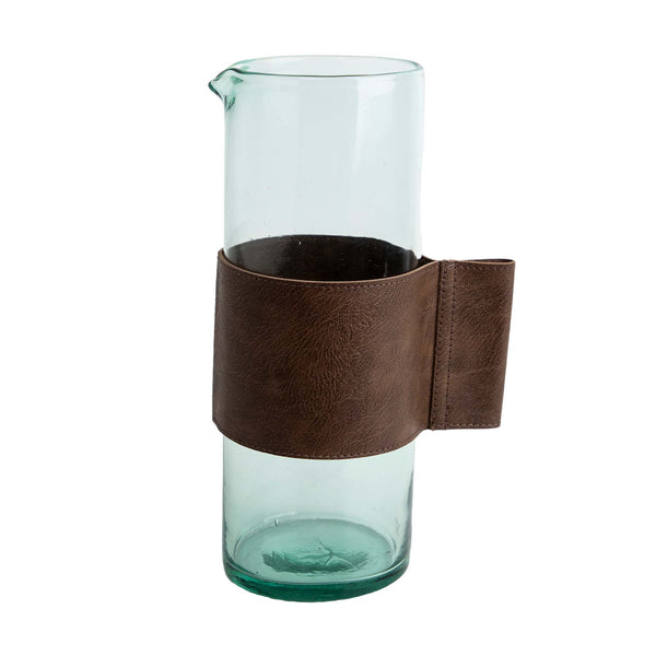 Vtwonen Return To Sender Karaf 1 2 Liter- Recycled Glas Met Leren Handvat