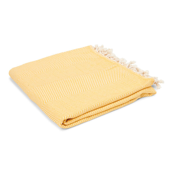 vtwonen Return to Sender Plaid 100 x 190 cm geel hamamdoek van katoen