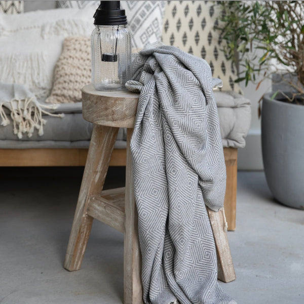 Vtwonen Return To Sender Plaid 100 X 190 Cm Grijs Hamamdoek Van Katoen