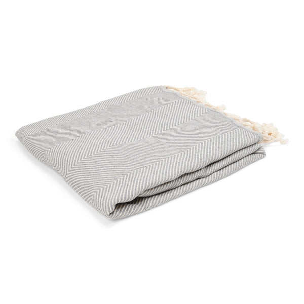 vtwonen Return to Sender Plaid 100 x 190 cm grijs hamamdoek van katoen