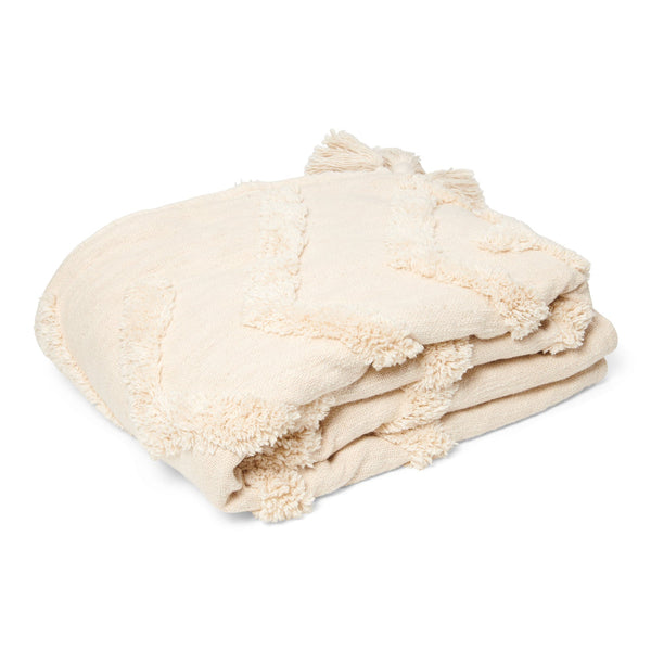 Vtwonen Return To Sender Plaid 130 X 170 Cm Ecru Katoen Met Getuft Patroon Met Kwastjes