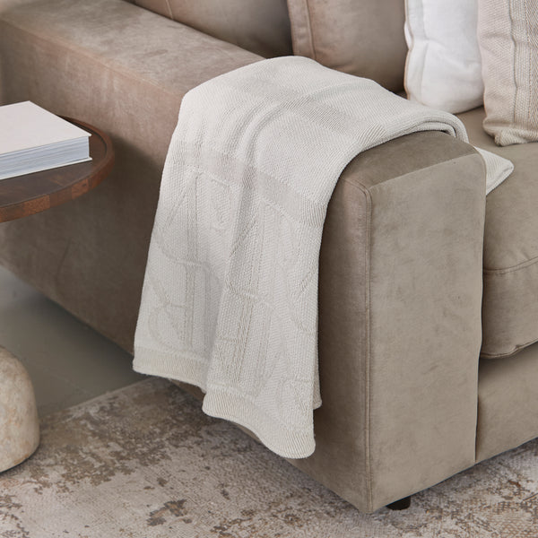 Vtwonen Rivièra Maison - Hannah Jacquard Throw 180x130 - Katoen - Wit