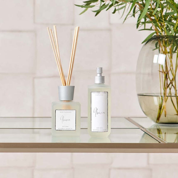 Vtwonen Rivièra Maison - Riviera Maison Ibiza Geurstokjes & Roomspray - Huisgeuren Set - 200 Ml - Glas - White / Gold