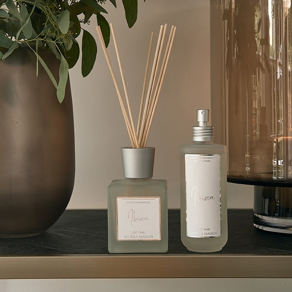 Vtwonen Rivièra Maison - Riviera Maison Ibiza Geurstokjes & Roomspray - Huisgeuren Set - 200 Ml - Glas - White / Gold