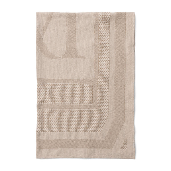 vtwonen Rivièra Maison - RM Monogram Jacquard Throw 180x130 - Katoen - Flax / Wit