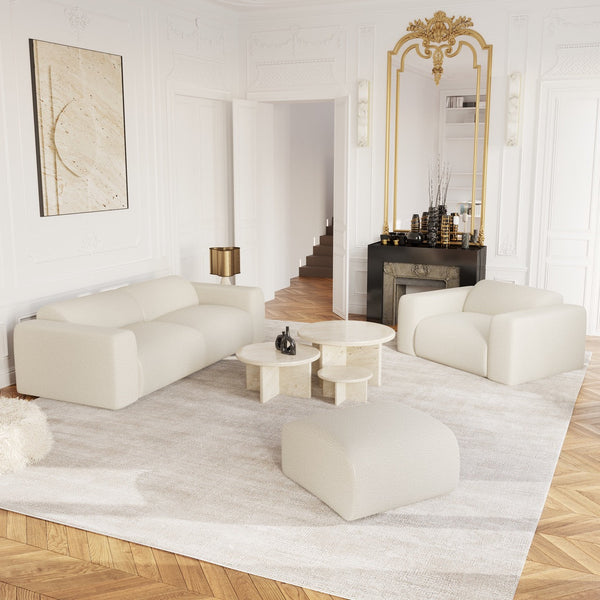 Vtwonen Sia Home - Poefs MYRA - Bouclette Stof - Crème - 75cm