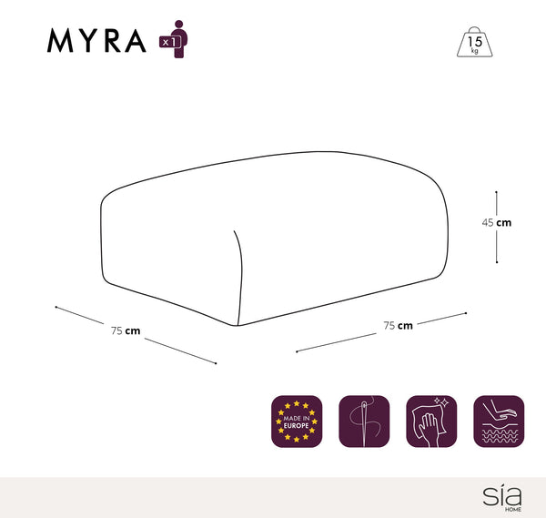 Vtwonen Sia Home - Poefs MYRA - Bouclette Stof - Crème - 75cm