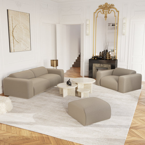 Vtwonen Sia Home - Poefs MYRA - Bouclette Stof - Mol - 75cm