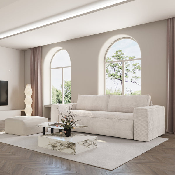 Vtwonen Sia Home - Rechte Slaapbanken JOAN - Corduroy - Crème - 214cm