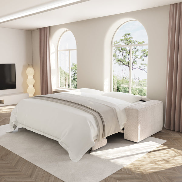 Vtwonen Sia Home - Rechte Slaapbanken JOAN - Corduroy - Crème - 214cm