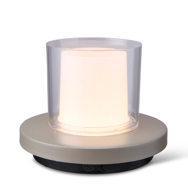 vtwonen Tafellamp grijs met helder glas solar voor buiten – Dimbaar – Oplaadbaar – Werkt op zonne-energie