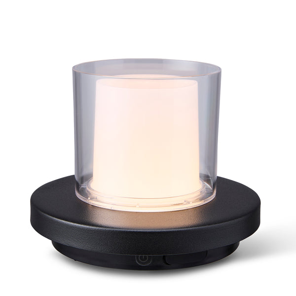 vtwonen Tafellamp zwart met helder glas solar voor buiten – Dimbaar – Oplaadbaar – Werkt op zonne-energie