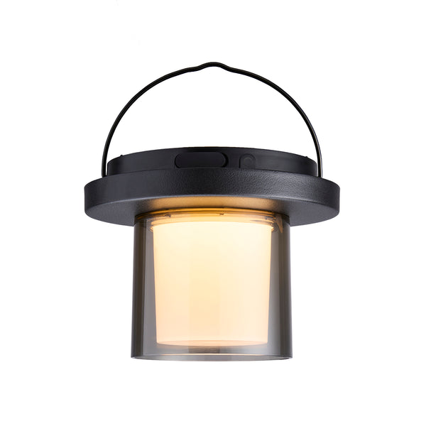 Vtwonen Tafellamp Zwart Met Rookglas Solar Voor Buiten – Dimbaar – Oplaadbaar – Werkt Op Zonne-energie