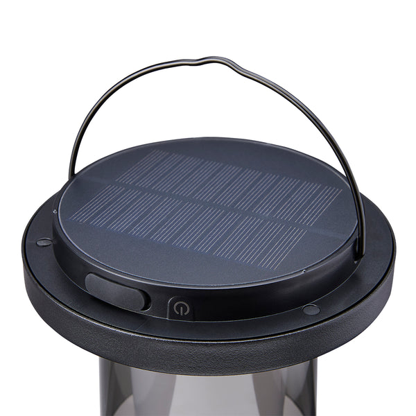 Vtwonen Tafellamp Zwart Met Rookglas Solar Voor Buiten – Dimbaar – Oplaadbaar – Werkt Op Zonne-energie