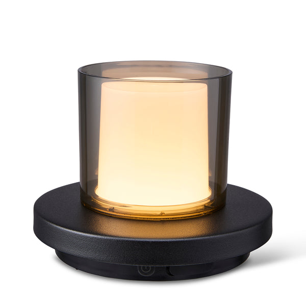 vtwonen Tafellamp zwart met rookglas solar voor buiten – Dimbaar – Oplaadbaar – Werkt op zonne-energie