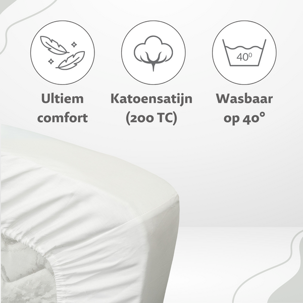 Vtwonen Ten Cate Hoeslaken - 100% Katoensatijn - 180x220 - Naturel