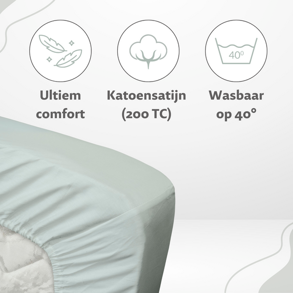 Vtwonen Ten Cate Hoeslaken - 100% Katoensatijn - 90x220 - Mint
