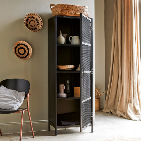 Vtwonen Tikamoon Alma - Servieskast Met Metalen Gaas - Zwart