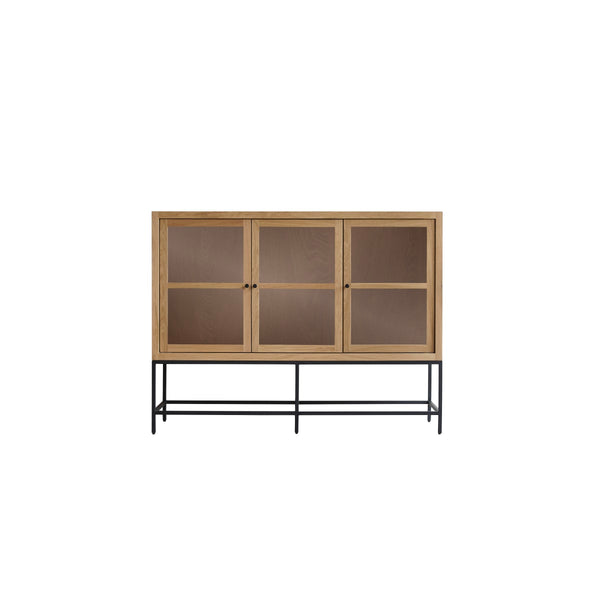 vtwonen Tikamoon Babeth - Lage vitrinekast van massief eikenhout - Naturel