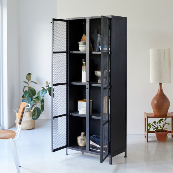 Vtwonen Tikamoon Cléo - Servieskast Met Metalen Gaas - Zwart