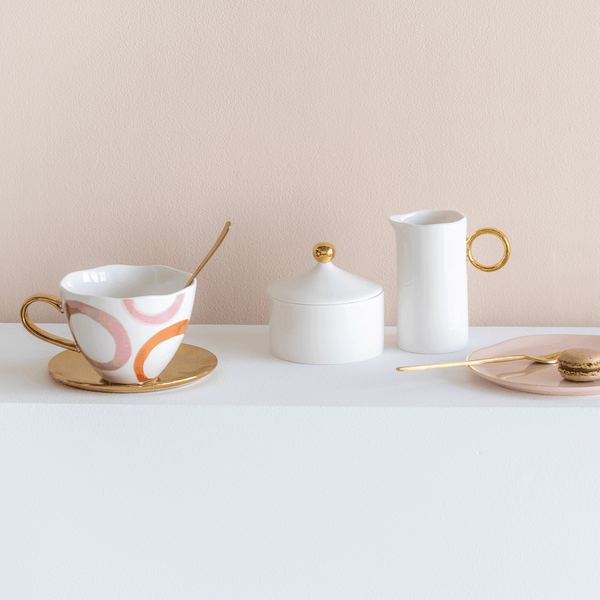 Vtwonen Urban Nature Culture Good Morning Suikerpot White + Gold - Ø 9.5x9cm