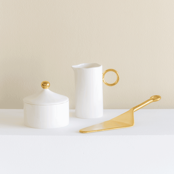 Vtwonen Urban Nature Culture Good Morning Suikerpot White + Gold - Ø 9.5x9cm