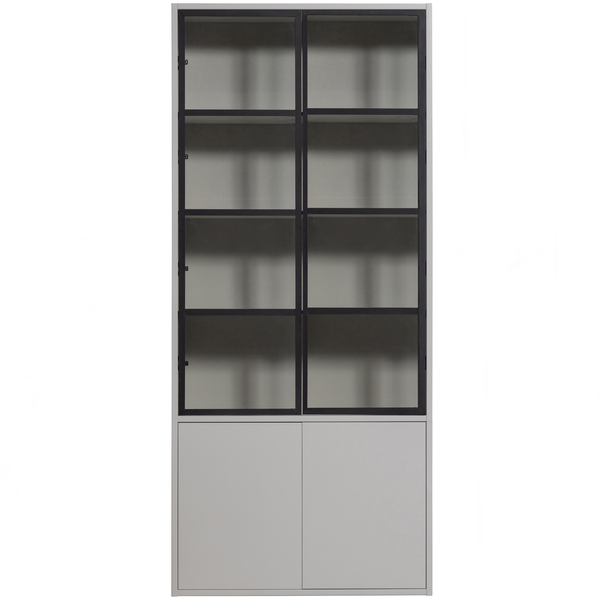 vtwonen vtwonen 4-deurs vitrinekast Basic - Grenen - Mist - 230x101x40