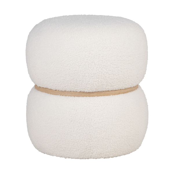 vtwonen Artichok Madelon Ronde Poef Wit - Bouclé