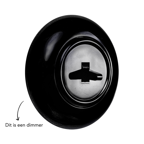 vtwonen De Oude Schakelaar dimmer - mat zwart - rond