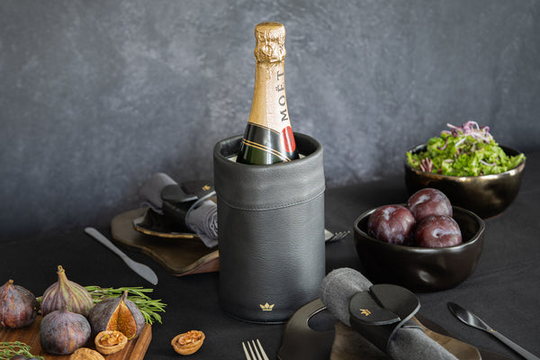 Vtwonen Dutchdeluxes Luxe Leren Wijnkoeler Zwart