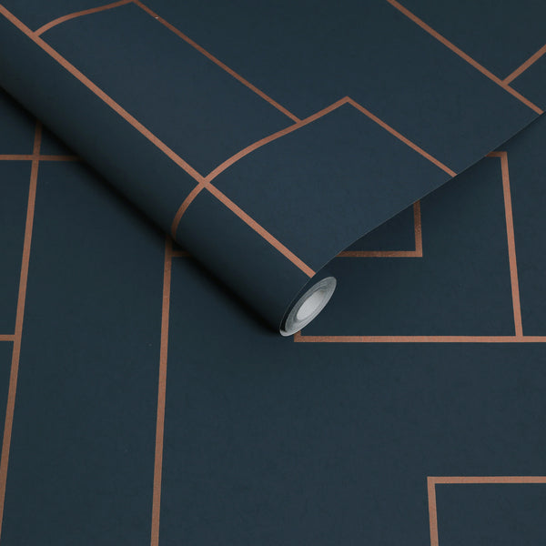 Vtwonen Graham & Brown Vliesbehang Primo Navy Blauw
