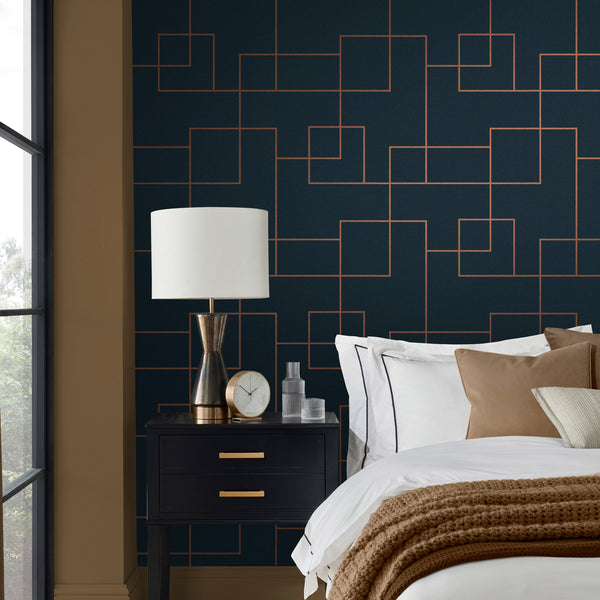 Vtwonen Graham & Brown Vliesbehang Primo Navy Blauw