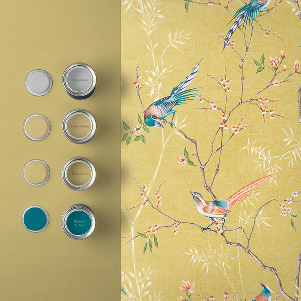 Vtwonen Graham & Brown Vliesbehang Tori Summer Geel