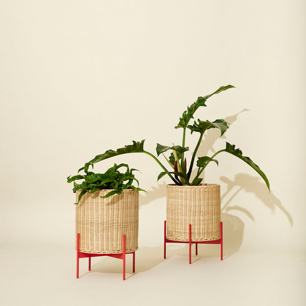 Vtwonen Hübsch Pot Splint - Ijzer/rattan - ø30xh40cm