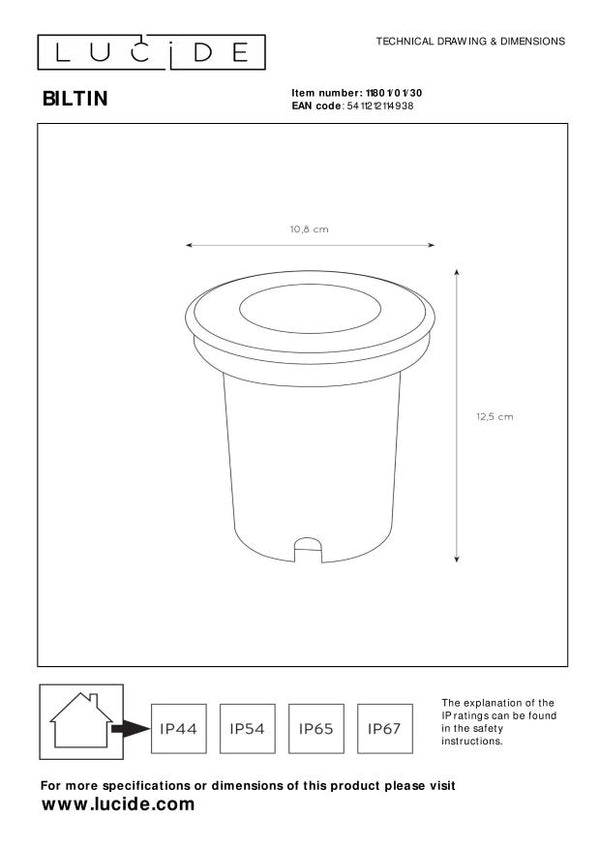 Vtwonen Lucide Grondspot BILTIN - 1xGU10 - Zwart
