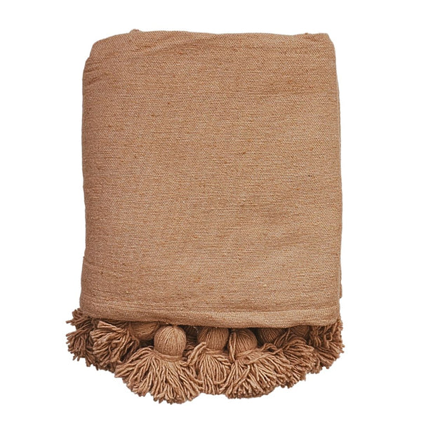 vtwonen MÔMÉ Plaid Pom Pom - camel - 95 x 190 cm