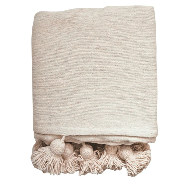 Vtwonen MÔMÉ Plaid Pom Pom - Crème - 145 X 155 Cm