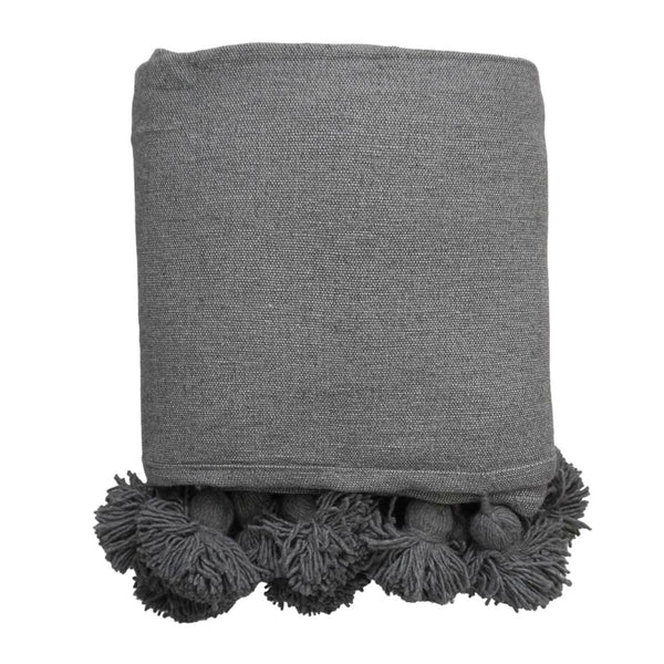 vtwonen MÔMÉ Plaid Pom Pom - grijs - 145 x 155 cm